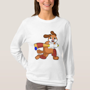 Hund auf Cricket mit Cricket-Fledermaus T-Shirt