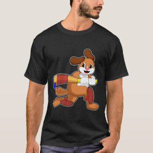 Hund auf Cricket mit Cricket-Fledermaus T-Shirt