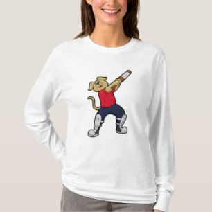 Hund auf Cricket mit Cricket-Fledermaus T-Shirt