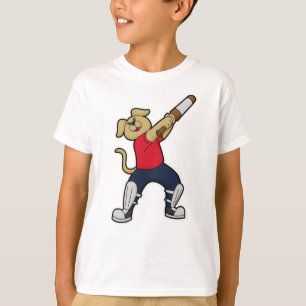 Hund auf Cricket mit Cricket-Fledermaus T-Shirt