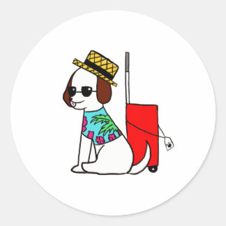 Hund auf dem Weg zum Hawaii-Sticker Runder Aufkleber