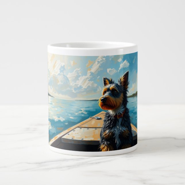 Hund auf einem Boot Jumbo-Tasse (Vorderseite)