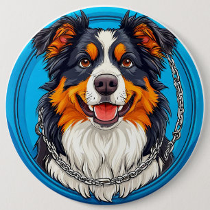 Hund auf grünem Hintergrund Button