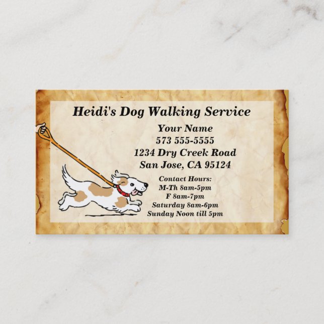 Hund auf Leash Dog Walking Service Business Card Visitenkarte (Vorderseite)