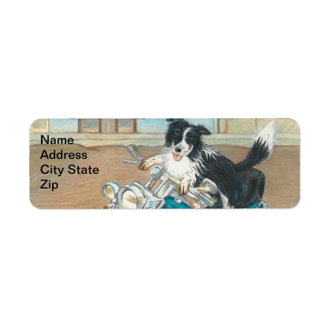 Hund auf Motorrad-Rücksendeadressen-Aufklebern (Vorne)