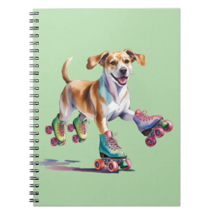 Hund auf Roller Skate Wasserfarbe Notizblock