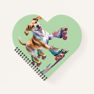 Hund auf Roller Skate Wasserfarbe Notizbuch