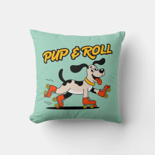 Hund auf Roller-Skaten Pup & Roll Kissen