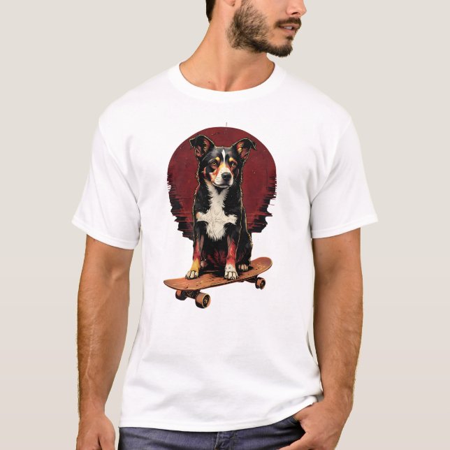 Hund auf Skateboard T-Shirt (Vorderseite)