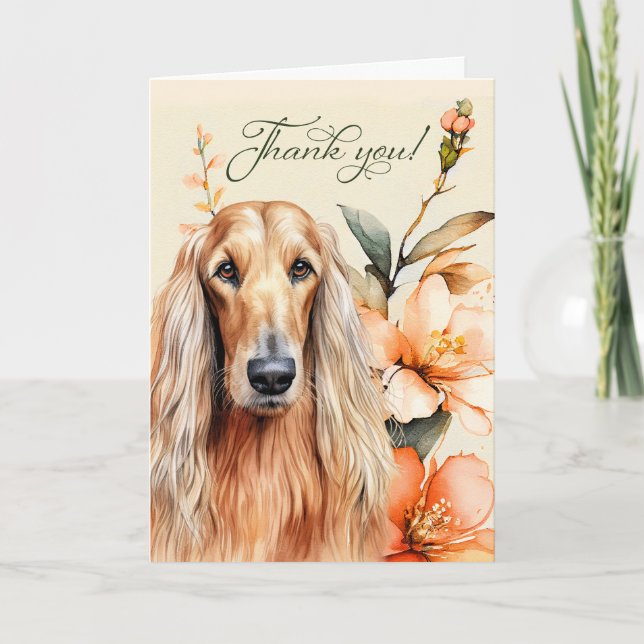 Hund aus Afghanistan mit Peach Lilies Dankeskarte (Vorderseite)