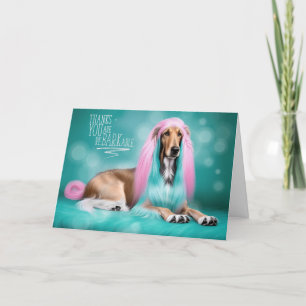 Hund aus Afghanistan mit rosa und türkisfarbenem H Dankeskarte