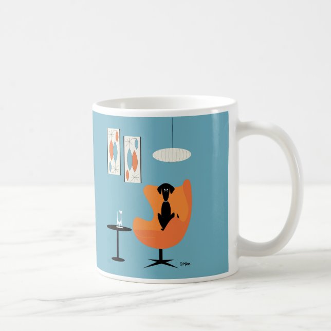 Hund aus der Mitte des Jahrhunderts im türkisfarbe Kaffeetasse (Rechts)