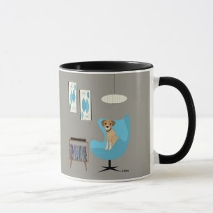 Hund aus der Mitte des Jahrhunderts in blauem Eier Tasse