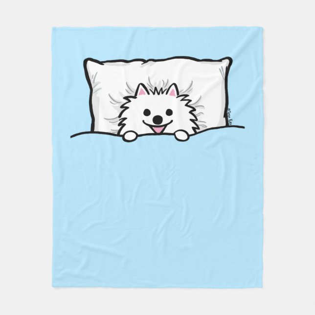 Hund aus weißem Spitz, Niedlich getupft Fleecedecke (Vorderseite)