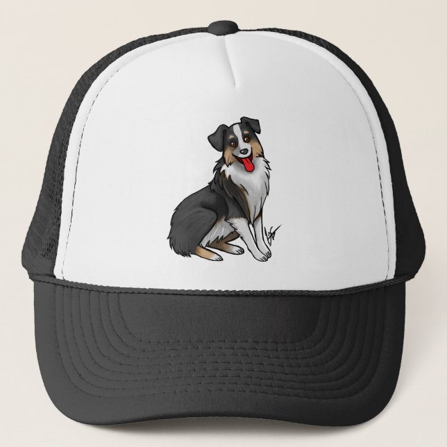 Hund - Australischer Schäferhund - Black Tri Truckerkappe (Vorderseite)