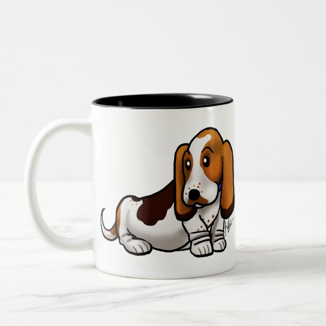 Hund - Basset-Hund Zweifarbige Tasse (Links)