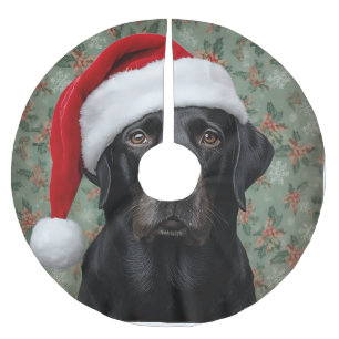 Hund Baumrock schwarzer Lab Polyester Weihnachtsbaumdecke
