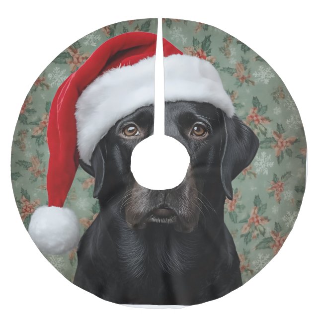 Hund Baumrock schwarzer Lab Polyester Weihnachtsbaumdecke (Vorderseite)