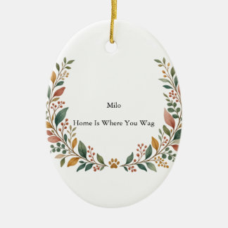 Hund Begleiter Botanisch Keramik Oval Ornament