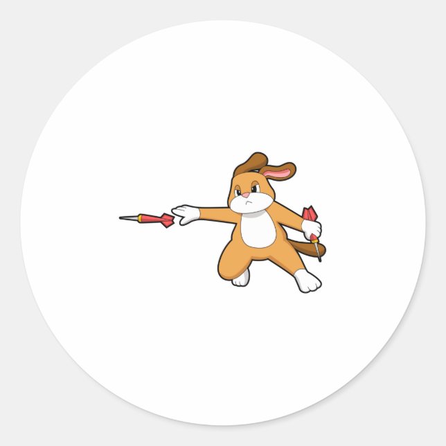 Hund bei Darts mit Dart.PNG Runder Aufkleber (Vorderseite)
