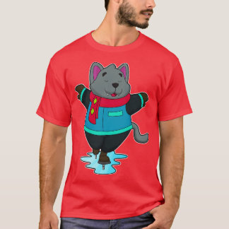 Hund bei Ice Skaten mit Ice Skate Scarf T-Shirt