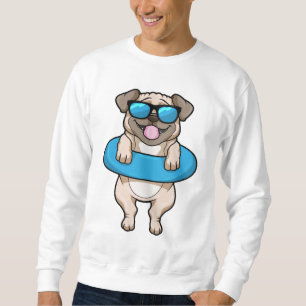 Hund beim Baden mit Schwimmring Sweatshirt
