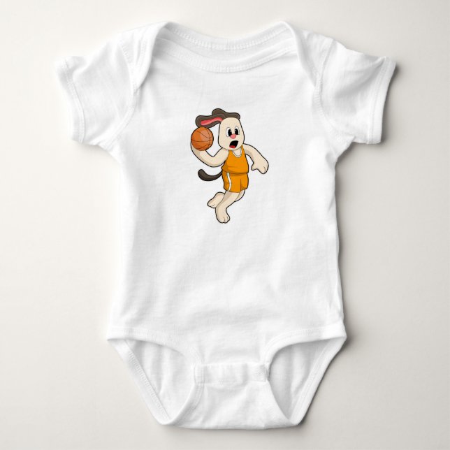Hund beim Basketball-Sport Baby Strampler (Vorderseite)