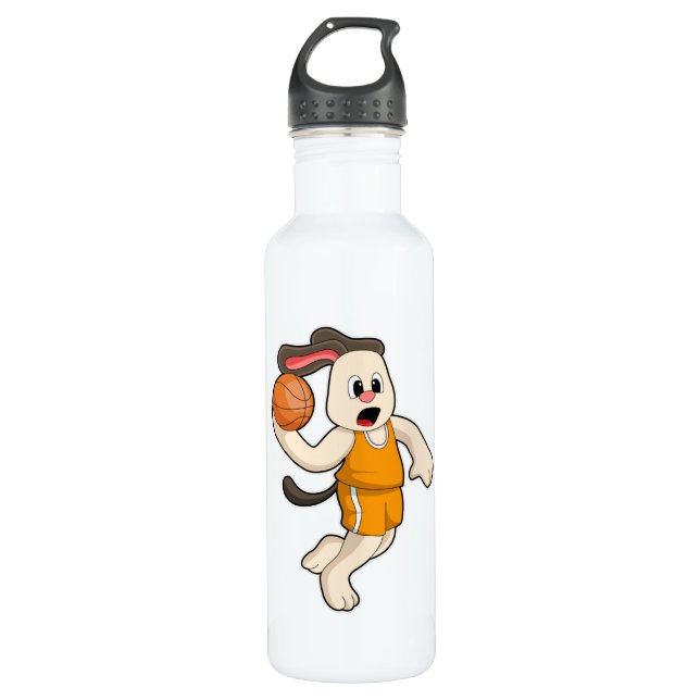 Hund beim Basketball-Sport Edelstahlflasche (Vorderseite)