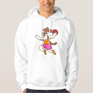 Hund beim Handballspieler mit Handball Hoodie