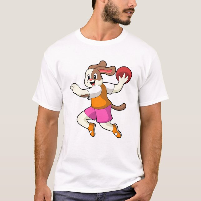 Hund beim Handballspieler mit Handball T-Shirt (Vorderseite)