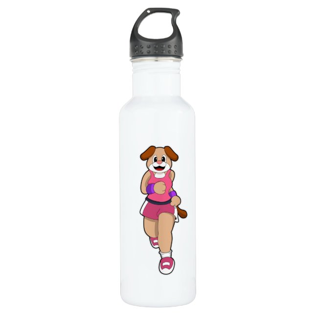 Hund beim Laufen Edelstahlflasche (Vorderseite)