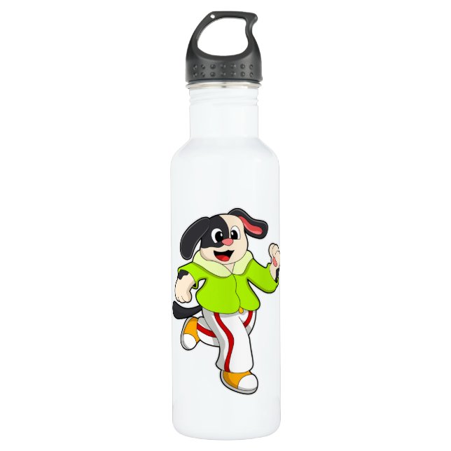 Hund beim Laufen Edelstahlflasche (Vorderseite)