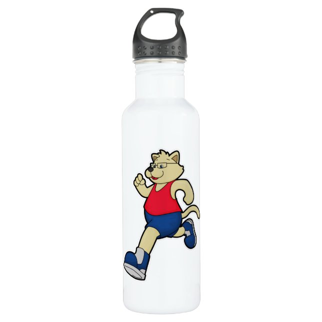 Hund beim Laufen mit Brille Edelstahlflasche (Vorderseite)