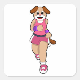 Hund beim Laufen Quadratischer Aufkleber