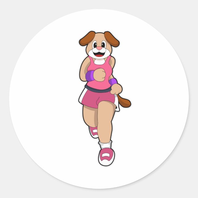 Hund beim Laufen Runder Aufkleber (Vorderseite)
