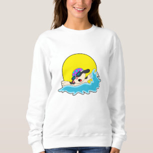 Hund beim Schwimmen mit Schwimmbrille Sweatshirt