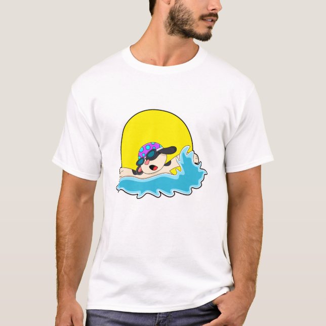Hund beim Schwimmen mit Schwimmbrille T-Shirt (Vorderseite)