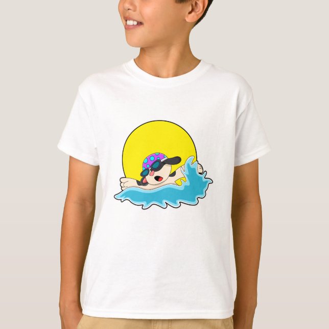 Hund beim Schwimmen mit Schwimmbrille T-Shirt (Vorderseite)