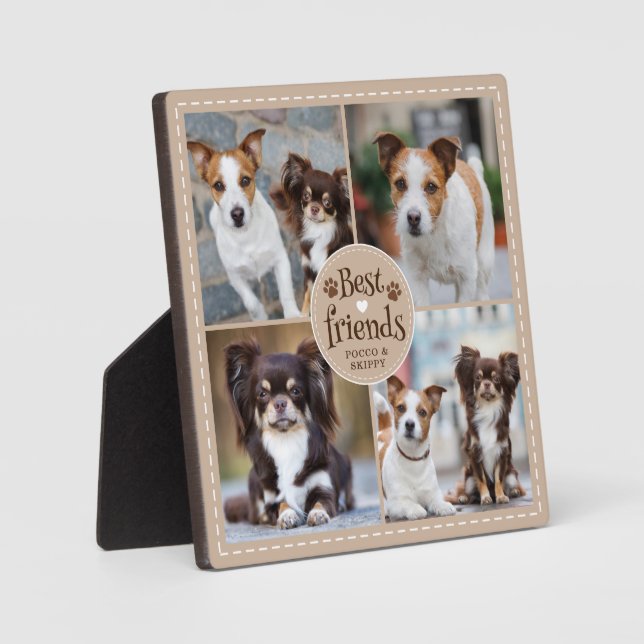 Hund BEST FREUNDS 4 Fotos - Handdrucke nach Maß Fotoplatte (Vorderseite)