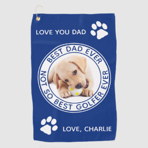 Hund Bester Vater je Blau Weißes Foto Golfhandtuch