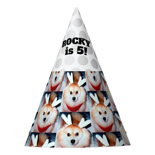 Hund Birthday Party Custom Foto Party Hat Partyhütchen (Vorderseite)