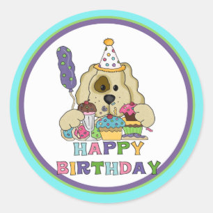 Hund Birthday Runder Aufkleber
