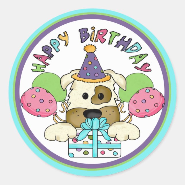 Hund Birthday Runder Aufkleber (Vorderseite)