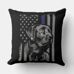 Hund  Black Labrador American Flag Thin Line Kissen