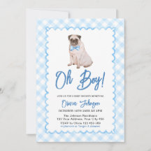 Hund Blau Gingham Oh Junge Baby Shower