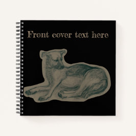 Hund. Bleistift zeichnend. Notizbuch