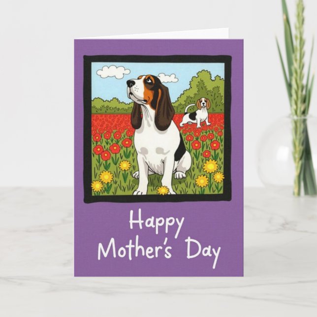 Hund Blumen Muttertagskarte Karte (Vorderseite)