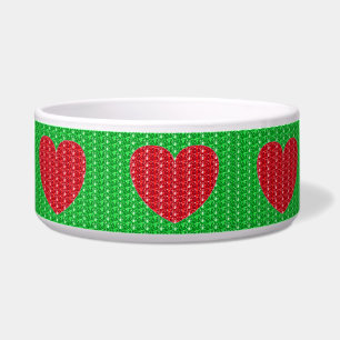Hund Bowl Green Red Heart Glitzer Napf