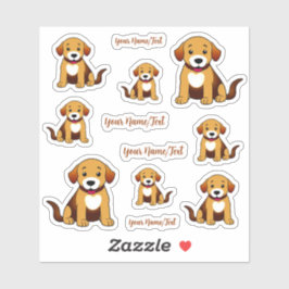 Hund Braun, sitzend - Aufkleber