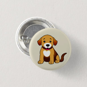 Hund Braun, sitzend - Button